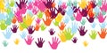 Funny children handprints art therapy concept background design. Kid Royalty Free Stock Photo