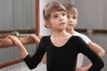 Children learn to dance in the ballet barre