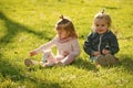 Funny children play with unicorn. Family, love, trust Royalty Free Stock Photo