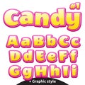 Funny children's candy letters set. Latin uppercase and lowercase