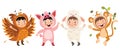 Funny Children Waering Animal Costumes Royalty Free Stock Photo