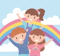 funny childrens and rainbow