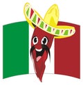 Funny chili pepper pancho and Mexica flag