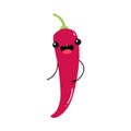 Funny Chili Pepper Vegetable Character with Smiling Face and Arm Vector Illustration