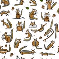 Funny Chimpank family with nuts. Ground Squirrel. Seamless Pattern for your design Royalty Free Stock Photo