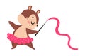 Funny Chipmunk Character with Cute Snout Dance with Gymnastic Ribbon Vector Illustration