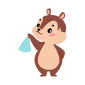 Funny Chipmunk Character with Cute Snout Waving Handkerchief Vector Illustration