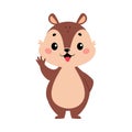 Funny Chipmunk Character with Cute Snout Waving Paw Vector Illustration