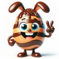 Funny chocolate Easter egg cartoon. Religion and culture. AI generated Royalty Free Stock Photo