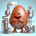 Funny chocolate Easter egg cartoon. Religion and culture. AI generated Royalty Free Stock Photo