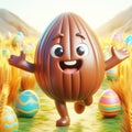 Funny chocolate Easter egg cartoon. Religion and culture. AI generated Royalty Free Stock Photo