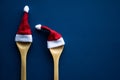 Funny christmas background for a menu card on navy background. Royalty Free Stock Photo