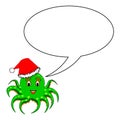 A funny Christmas cartoon octopus with a talking b