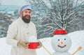 Funny Christmas chef cook. Christmas and new year holidays. Christmas greeting card.