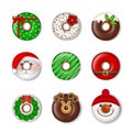 Funny christmas donuts. isolated christmas sweets