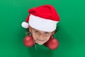 Funny christmas girl with bauble earrings Royalty Free Stock Photo