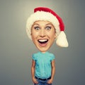 Funny christmas girl in red hat Royalty Free Stock Photo