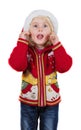 Funny Christmas little girl with Santa hat Royalty Free Stock Photo