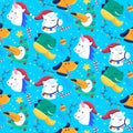 funny christmas pattern with unicorns vector design illustration