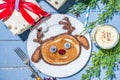 Funny Christmas reindeer pancakes