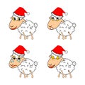 A funny Christmas sheep expressing different emoti