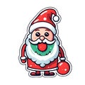 Funny Christmas sticker smiling Santa Claus. transparent background version available