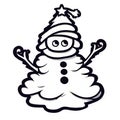 Funny Christmas sticker snowman. transparent background version available