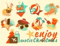 Enjoy exotic Christmas icon set Royalty Free Stock Photo