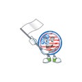 Funny circle badges USA cartoon character design with a flag