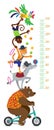 Funny circus animals. Meter wall or height chart Royalty Free Stock Photo