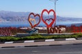Funny city sculpture about love in different languages stands on the street
