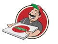 Funny pizza delivery guy Royalty Free Stock Photo