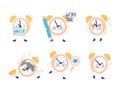 Funny Clock Character with Cute Face Vector Set Royalty Free Stock Photo