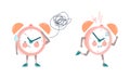 Funny Clock Character Feeling Puzzled and Running Forward Vector Set