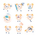 Funny Clock Character with Smiling Face Sleeping and Crying Vector Set Royalty Free Stock Photo