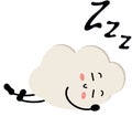 Funny cloud mascot lying sleeping