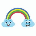 Funny clouds with rainbow illustration vector design