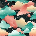 Funny clouds in a seamless pattern with soft gradients (tiled) Royalty Free Stock Photo