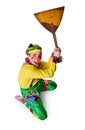 Funny clown with a balalaika