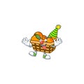 Funny Clown basket oranges cartoon character mascot design