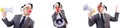 The funny clown businessman with megaphone Royalty Free Stock Photo