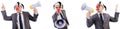 The funny clown businessman with megaphone Royalty Free Stock Photo