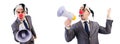 The funny clown businessman with megaphone Royalty Free Stock Photo