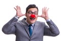 Funny clown businessman  on white background Royalty Free Stock Photo