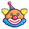 Funny clown head icon, cartoon style Royalty Free Stock Photo