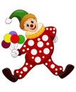 The funny clown holding balloons. Vector illustration