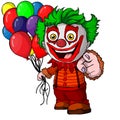 The funny clown holding balloons. Vector illustration Royalty Free Stock Photo