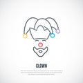 Funny clown icon isolated on white background.