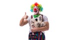 The funny clown with money sacks bags isolated on white background Royalty Free Stock Photo