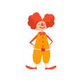 Funny Clown Performing in Circus Show Cartoon Vector Illustration Royalty Free Stock Photo